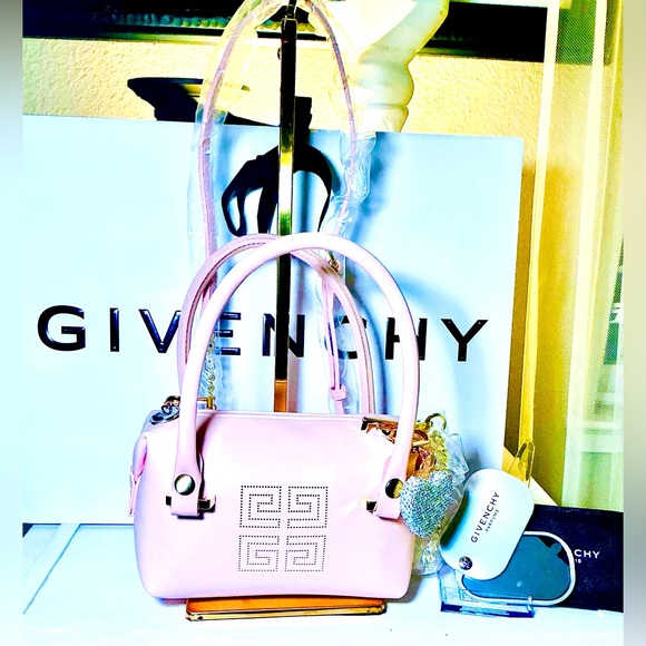 Givenchy Pink Crossbody Pouch Bundle W/Pink Pearl Silver Compact Mirror - Picture 8 of 8